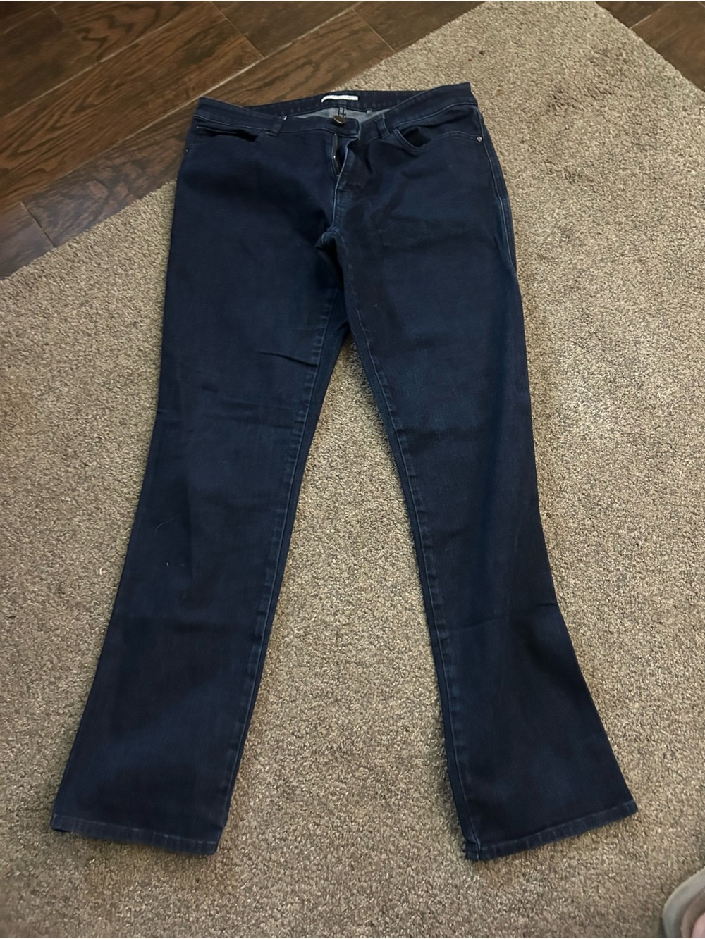 T Tahari Navy Flare Wide-Leg Jeans